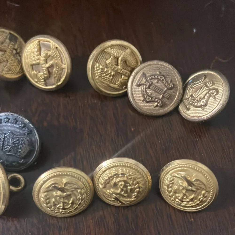 Lot of Vintage Military Buttons Brass & Black